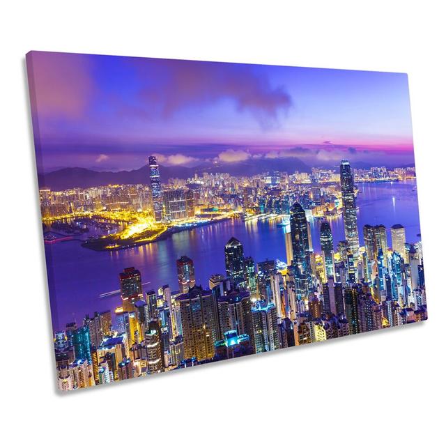 Hong Kong City Harbour Skyline - Wrapped Canvas Art Prints Ebern Designs Size: 81.3cm H x 121.9cm W on Productcaster.