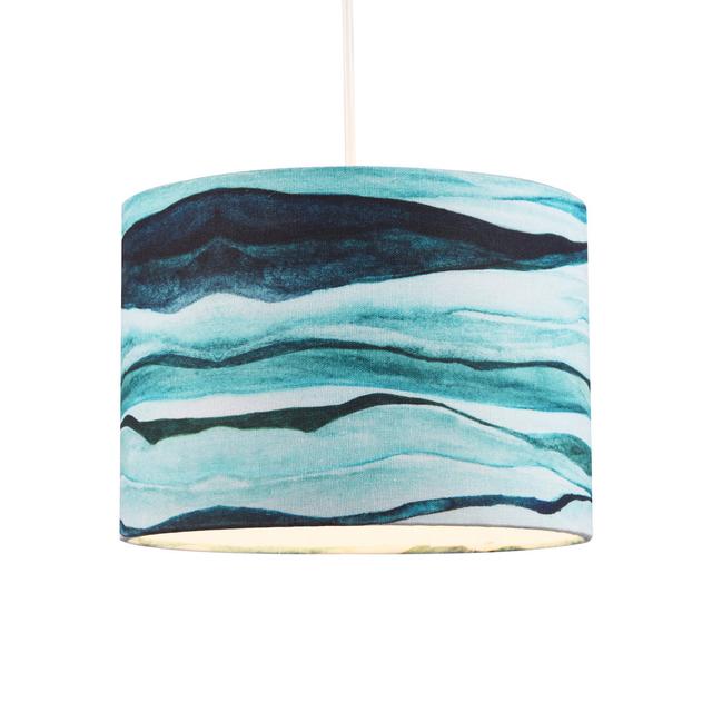 18cm H Cotton Blend Drum Lamp Shade ( Screw On ) Teal Metro Lane on Productcaster.