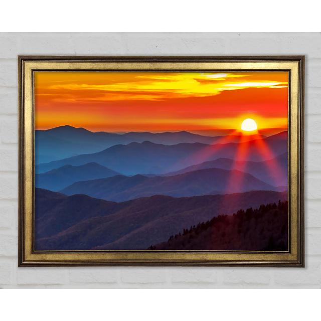 Blue Misty Mountain Sun 3 - Single Picture Frame Art Prints Alpen Home Size: 29.1cm H x 42cm W x 1.5cm D on Productcaster.