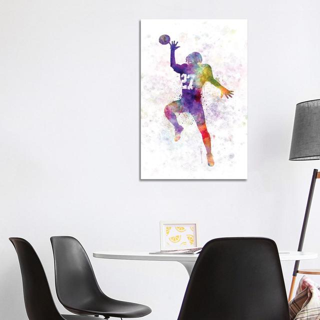 American Football Player Catching Receiving I by Paul Rommer - Wrapped Canvas Gallery-Wrapped Canvas Giclée Latitude Run Size: 101.6cm H x 66.04cm W x on Productcaster.