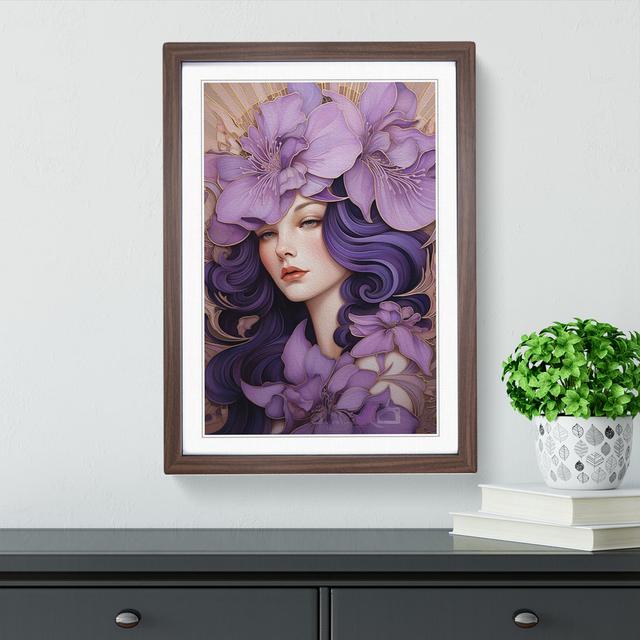 Lavender Flower Deco - Print Rosdorf Park Size: 46cm H x 34cm W x 2cm D, Frame Colour: Walnut on Productcaster.