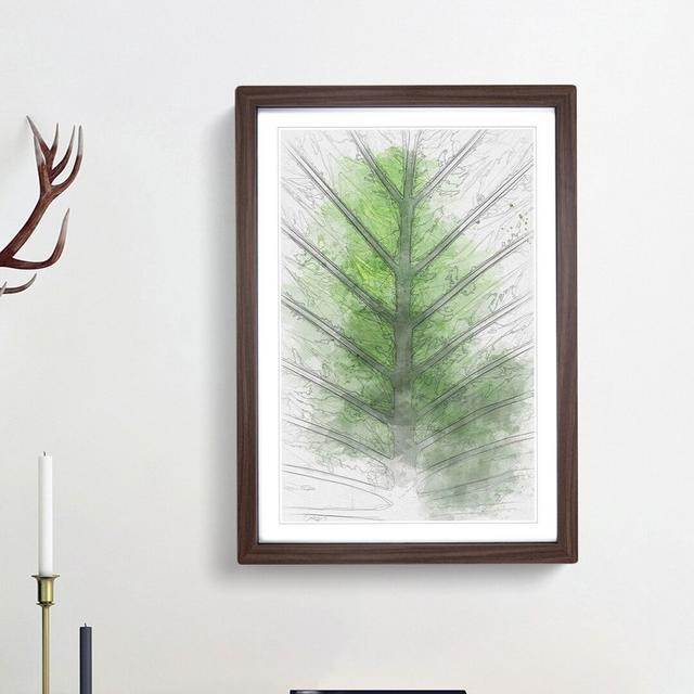 Green Leaf Lines in Abstract - Picture Frame Graphic Art Print on MDF East Urban Home Frame Option: Walnut Framed, Size: 48cm H x 36cm W x 2cm D on Productcaster.