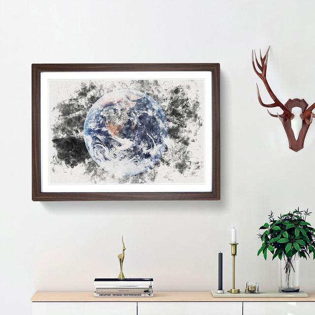 Image of Earth Watercolour - Picture Frame Graphic Art Print East Urban Home Frame Option: Walnut Framed, Size: 40cm H x 60cm W x 2cm D on Productcaster.