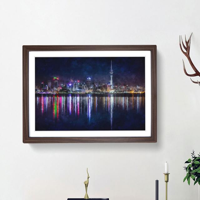 Reflections of the Auckland Skyline - Picture Frame Painting Print East Urban Home Size: 33cm H x 45cm W x 2cm D, Frame Option: Walnut Framed on Productcaster.