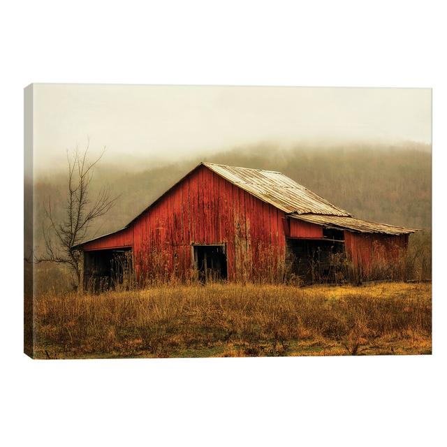 Skylight Barn In The Fog by Andy Amos - Wrapped Canvas Print August Grove Size: 66.04cm H x 101.6cm W x 3.81cm D on Productcaster.