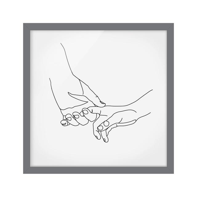 Tender Hands Line Art - Picture Frame Graphic Art Metro Lane Format: Grey, Size: 50cm H x 50cm W x 2cm D, Matte Colour: No Matte on Productcaster.