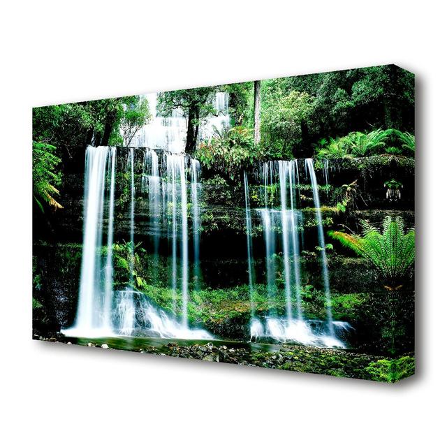 Russell Falls Mount Field National Park Tasmania Waterfall - Wrapped Canvas Print East Urban Home Size: 101.6 cm H x 142.2 cm W on Productcaster.