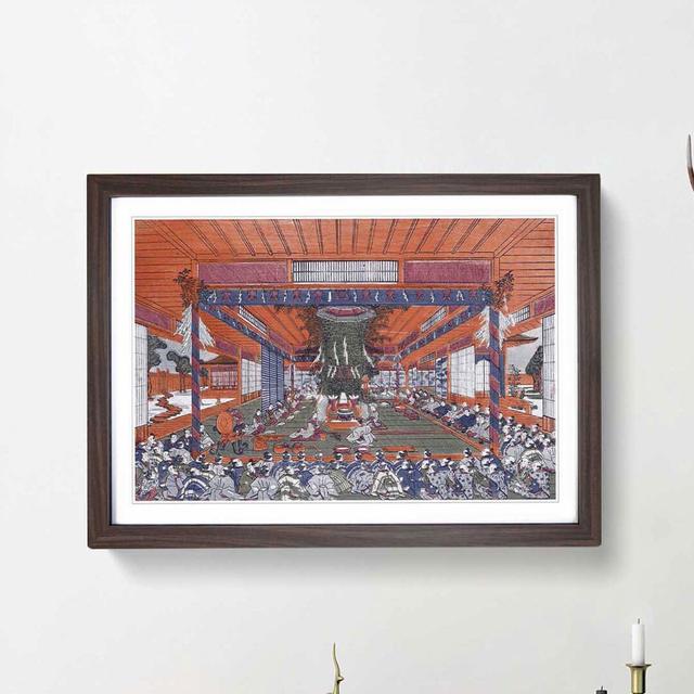 Temple by Utagawa Toyoharu - Picture Frame Art Print East Urban Home Frame Option: Walnut Framed, Size: 48cm H x 65cm W x 2cm D on Productcaster.