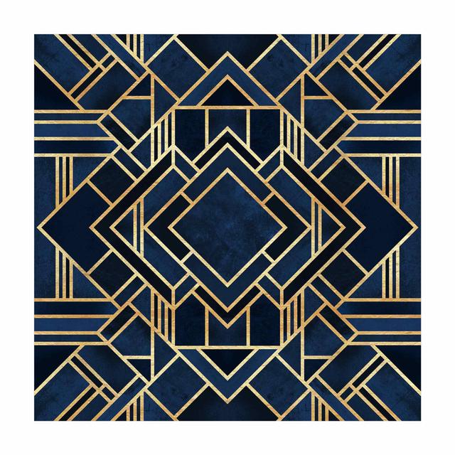 Square Buckhorn Geometric Blue/ Gold Indoor / Outdoor Area Rug Canora Grey Rug Size: Square 100cm on Productcaster.