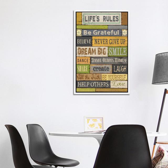 Life's Rules by Conrad Knutsen - Print on Canvas Trent Austin Design Size: 101.6cm H x 66.04cm W x 3.8cm D, Format: White Floater Framed on Productcaster.