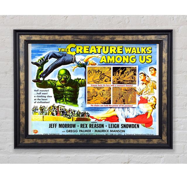 Creature Walks Among Us Poster 4 Framed Print Happy Larry Size: 59.7cm H x 84.1cm W x 8cm D, Format: Silver/Black Framed Paper on Productcaster.