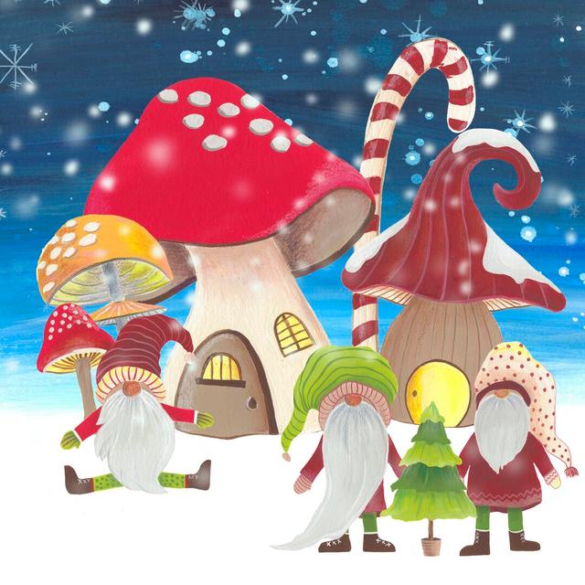 Christmas Gnomes I by Regina Moore - Wrapped Canvas Print The Seasonal Aisle Size: 30cm H x 30cm W on Productcaster.