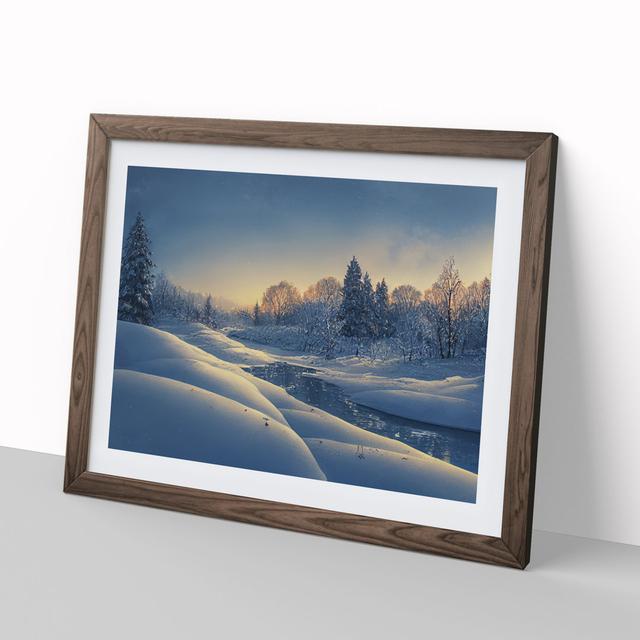 Winter Landscape Sunrise Vol.4 - Picture Frame Painting Alpen Home Format: Walnut Framed, Size: 46cm H x 64cm W x 2cm D on Productcaster.