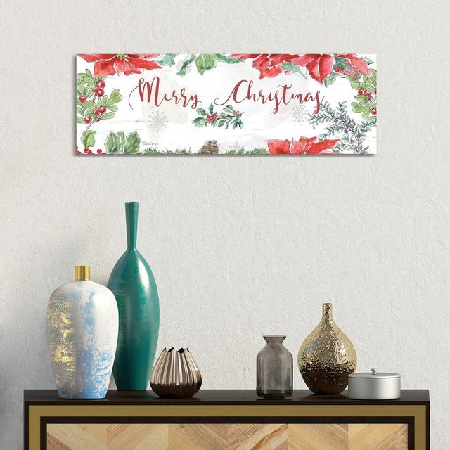 Farmhouse Holidays Merry Christmas by Beth Grove - Wrapped Canvas Panoramic Graphic Art Rosalind Wheeler Size: 30.48cm H x 91.44cm W x 1.905cm D on Productcaster.