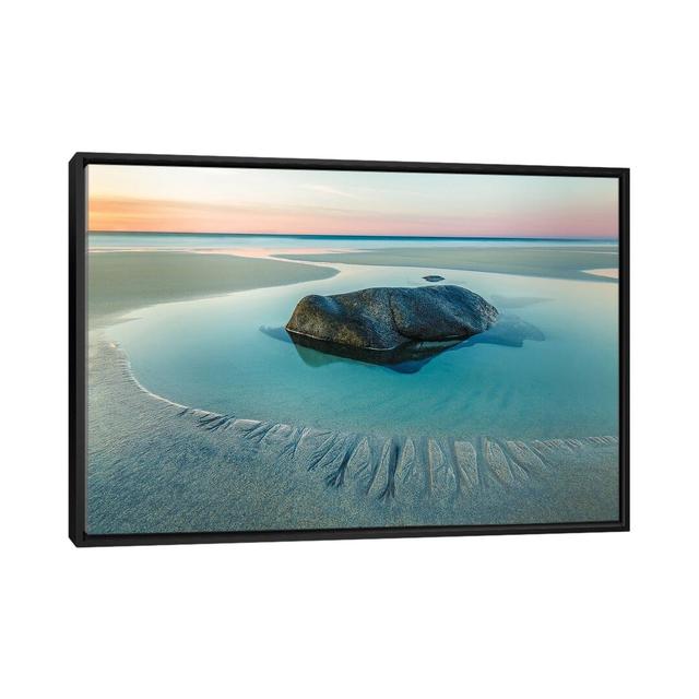 Sunset on Uttakleiv Beach by Charlie Nowlan - Graphic Art Highland Dunes Size: 66.04cm H x 101.6cm W x 3.81cm D, Format: Black Floater Framed on Productcaster.