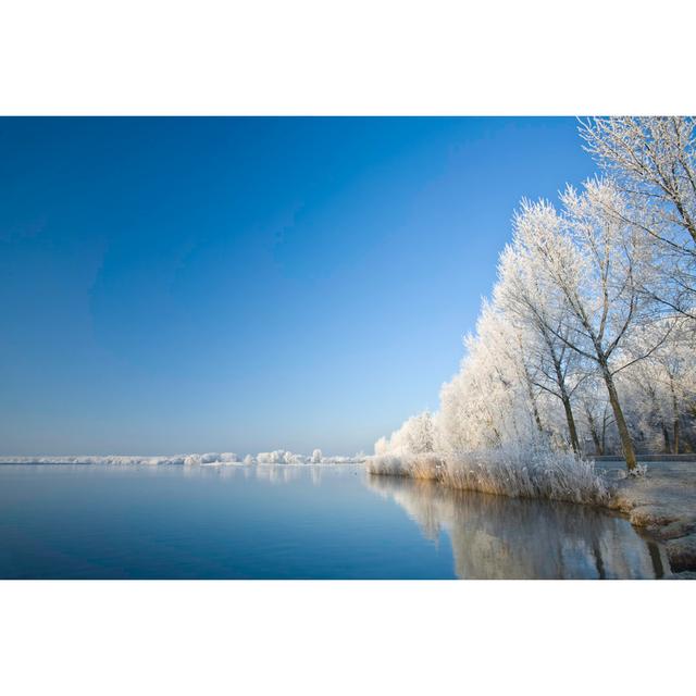 Lake In Winter - Wrapped Canvas Print Ebern Designs Size: 20cm H x 30cm W x 3.8cm D on Productcaster.