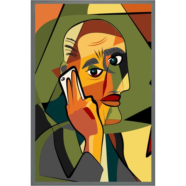 Brunsville Portrait Cubism Art Style,Man Calls On A Phone - Single Picture Frame Art Prints Metro Lane Size: 76cm H x 51cm W x 4cm D, Frame Option: Gr on Productcaster.