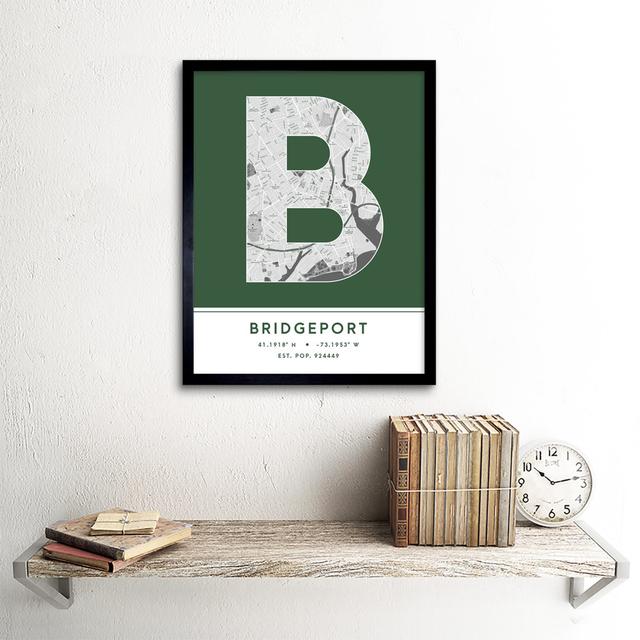 Bridgeport City Map Bridgeport Green by Wee Blue Coo - Single Picture Frame Typography Wee Blue Coo on Productcaster.