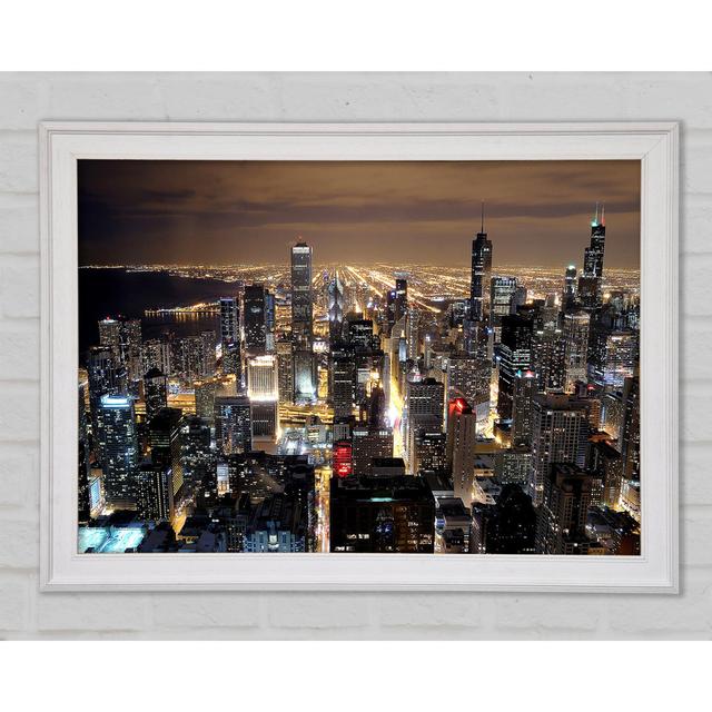 Chicago Skyline Nights Framed Print Bright Star Size: 84.1cm H x 118.9cm W x 1.5cm D on Productcaster.