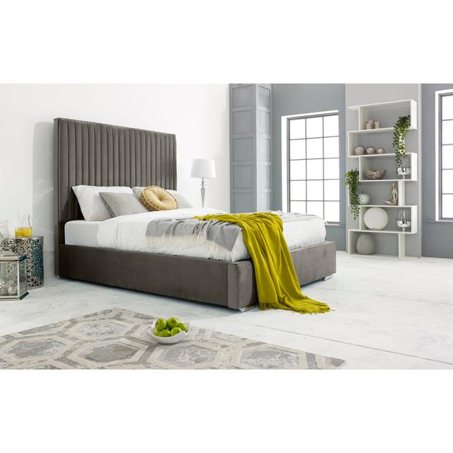 Akerra Upholstered Bed Frame Canora Grey Colour: Grey, Size: Kingsize (5') on Productcaster.