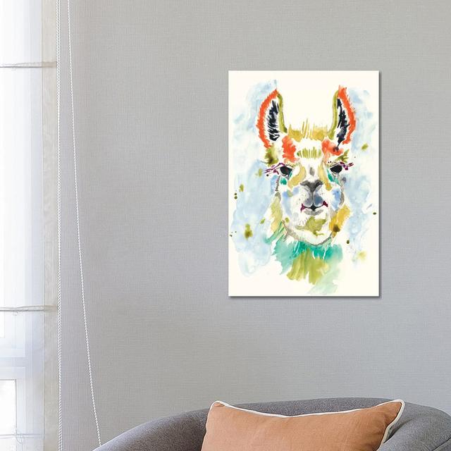 Hi-fi Llama I by Jennifer Goldberger - Wrapped Canvas Painting Latitude Vive Size: 66.04cm H x 45.72cm W x 1.91cm D on Productcaster.