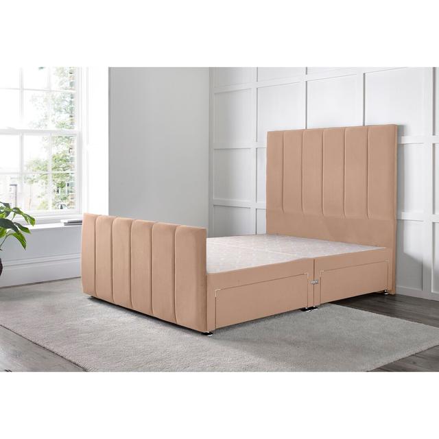 Cadebrooke Divan Bed with 54" Floorstanding Headboard Wayfair Sleep Colour: Mink, Size: Small Double (4'), Storage Type: 4 Drawers on Productcaster.