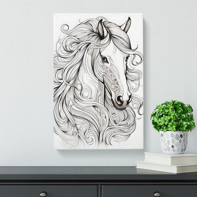 Horse Line Art No.3 Happy Larry Size: 76cm H x 50cm W x 3cm D on Productcaster.