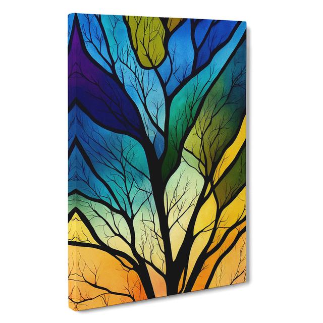 Abstract Tree in Colour No.7 - Wrapped Canvas Graphic Art Marlow Home Co. Size: 60cm H x 35cm W x 3cm D on Productcaster.