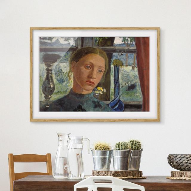 Gerahmtes Wandbild Mädchenkopf vor einem Fenster von Paula Modersohn-Becker East Urban Home Größe: 40 cm H x 55 cm B, Rahmenoptionen: Naturbelassenes on Productcaster.