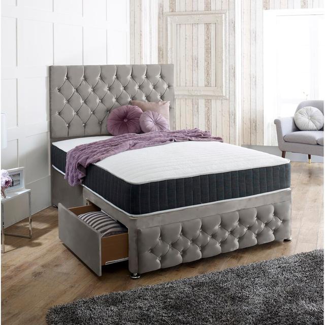 Baty Divan Bed Rosdorf Park Colour: Pebble, Size: Small Double (4'), Storage Type: 2 Drawers (Same Side) on Productcaster.