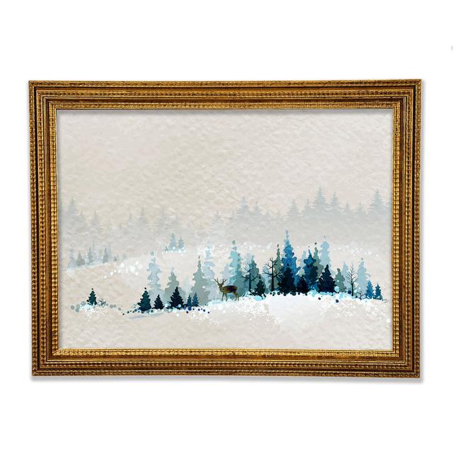 Deer In Winter Wonderland - Single Picture Frame Art Prints Union Rustic Size: 59.7cm H x 84.1cm W x 3cm D on Productcaster.