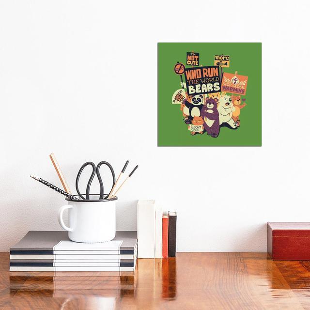 Who Run The World Bears by Tobias Fonseca - Gallery-Wrapped Canvas Giclée on Canvas Happy Larry Format: Canvas, Size: 30.48cm H x 30.48cm W x 1.905cm on Productcaster.