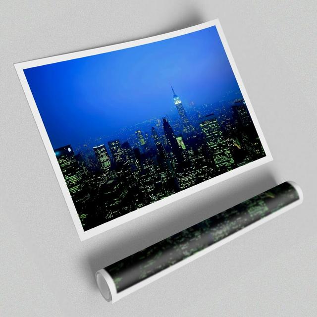 New York City Blue Mist at Night - Graphic Art Print on Paper East Urban Home Size: 42cm H x 59.4cm W on Productcaster.