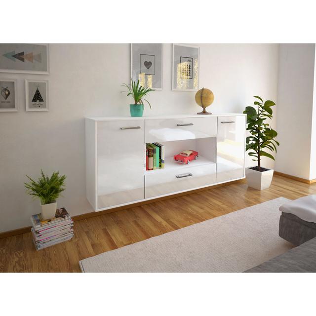 Nastafa sideboard, flying/metal handles, size: 180 x 79 x 35cm Ebern Designs Colour: White on Productcaster.