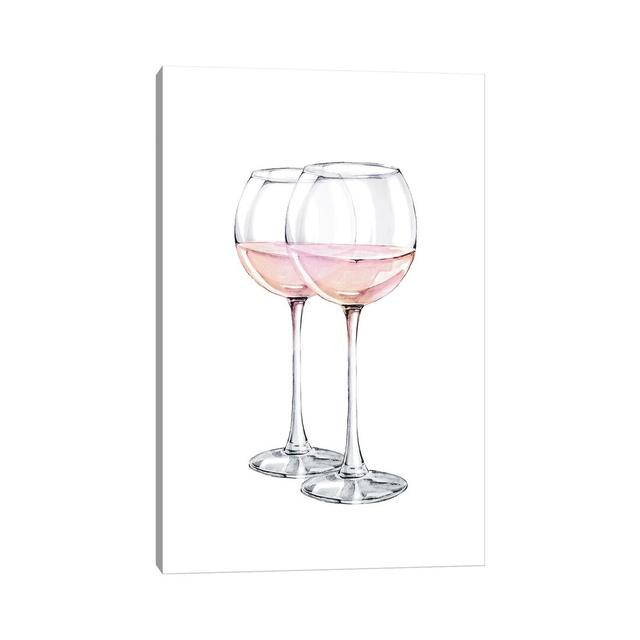 Pink Wine Glasses - Wrapped Canvas Painting ClassicLiving Size: 66.04cm H x 45.72cm W x 3.81cm D on Productcaster.