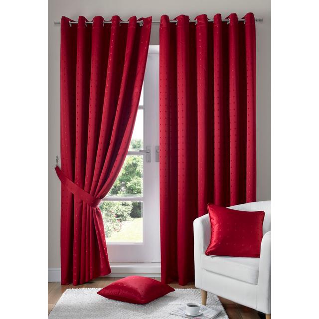 Norush Madison Eyelet Ring Top Curtains (Set of 2) 17 Stories Panel size: 228 W x 274 D cm, Colour: Red on Productcaster.