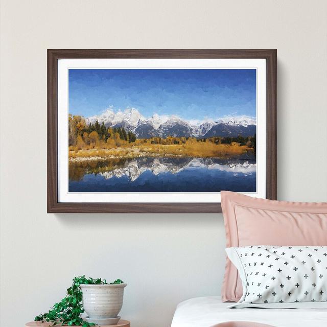 The Teton Mountain Range in Abstract - Picture Frame Graphic Art Print East Urban Home Frame Option: Walnut, Size: 60cm H x 91cm W x 2cm D on Productcaster.