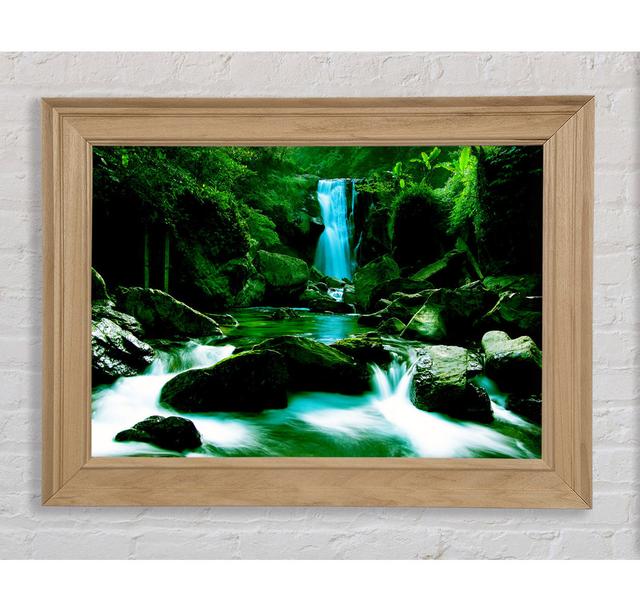 The Waterfall Flows over the Rocks - Single Picture Frame Art Prints Bright Star Size: 21cm H x 42cm W on Productcaster.