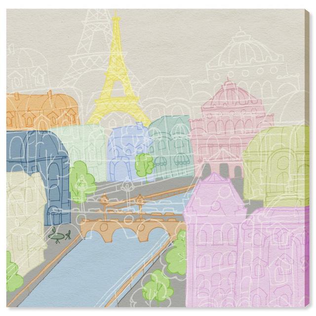 Paris Colour City - Wrapped Canvas Painting East Urban Home Size: 76.2cm H x 76.2cm W x 3.81cm D on Productcaster.