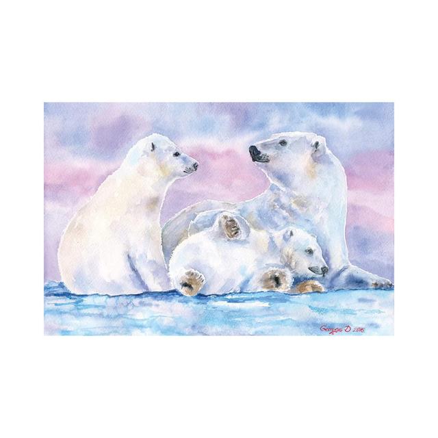 Polar Bears Family II by George Dyachenko - Wrapped Canvas Painting Latitude Vive Size: 66.04cm H x 101.6cm W x 1.91cm D on Productcaster.