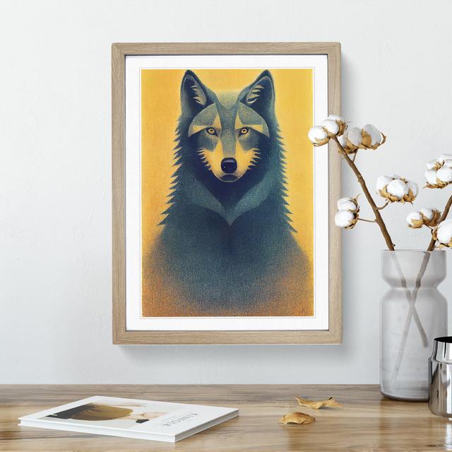 Retro Wolf - Picture Frame Graphic Art Alpen Home Size: 34cm H x 25cm W x 2cm D, Frame Colour: Oak Framed on Productcaster.