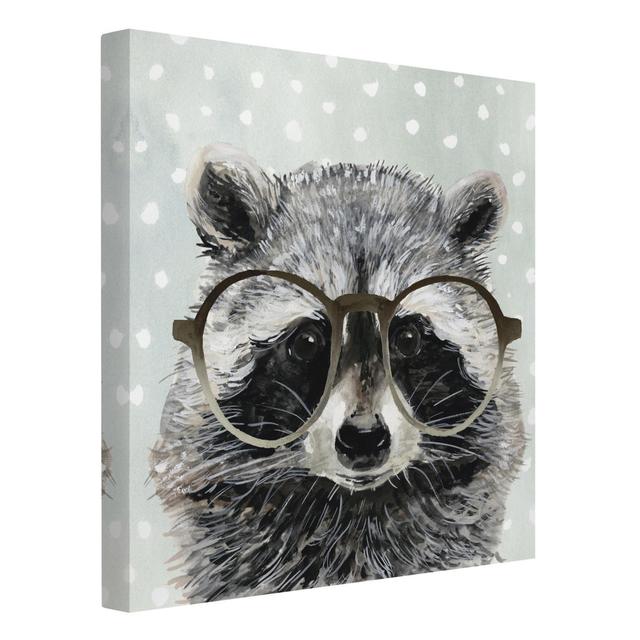 Spectacled Animals - Raccoon - Wrapped Canvas Graphic Art Print Maturi Format: Recycled Canvas, Size: 70cm H x 70cm W on Productcaster.