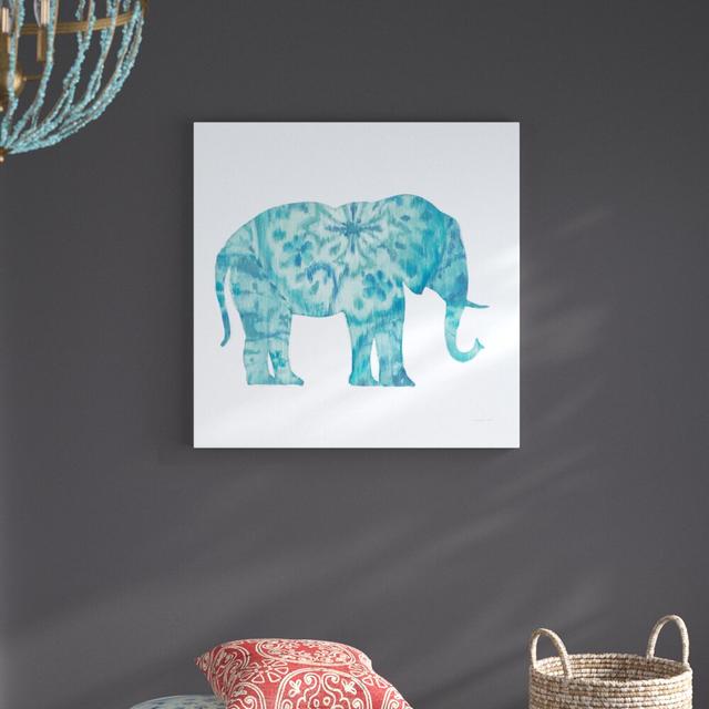 Boho Teal Elephant I by Danhui Nai - Unframed Painting Print on Canvas Blue Elephant Size: 76cm H x 76cm W x 3.8cm D on Productcaster.