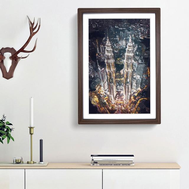 Petronas Towers in Kuala Lumpur - Picture Frame Graphic Art Print East Urban Home Size: 65cm H x 48cm W x 2cm D, Format: Walnut Framed on Productcaster.