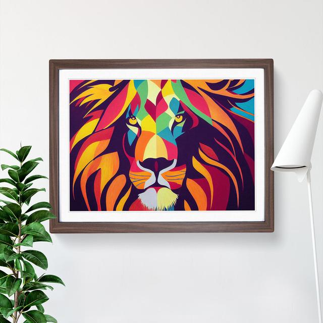 Abstract Lion Vol.1 - Picture Frame Graphic Art 17 Stories Size: 34cm H x 46cm W x 2cm D, Frame Colour: Walnut on Productcaster.