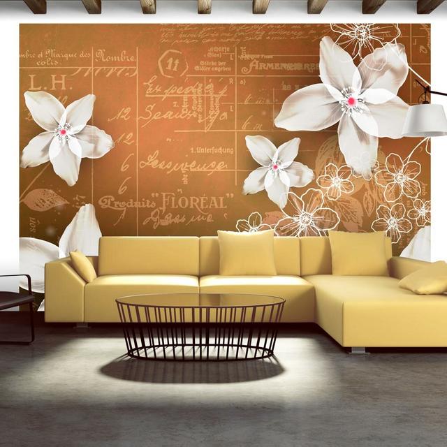 Floral Notes 2.10m x 300cm Wallpaper East Urban Home Colour: Orange on Productcaster.