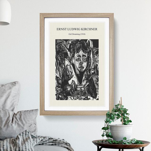 Girl Dreaming by Ernst Ludwig Kirchner - Single Picture Frame Print East Urban Home Size: 65cm H x 48cm W x 2cm D, Frame Option: Oak Framed on Productcaster.