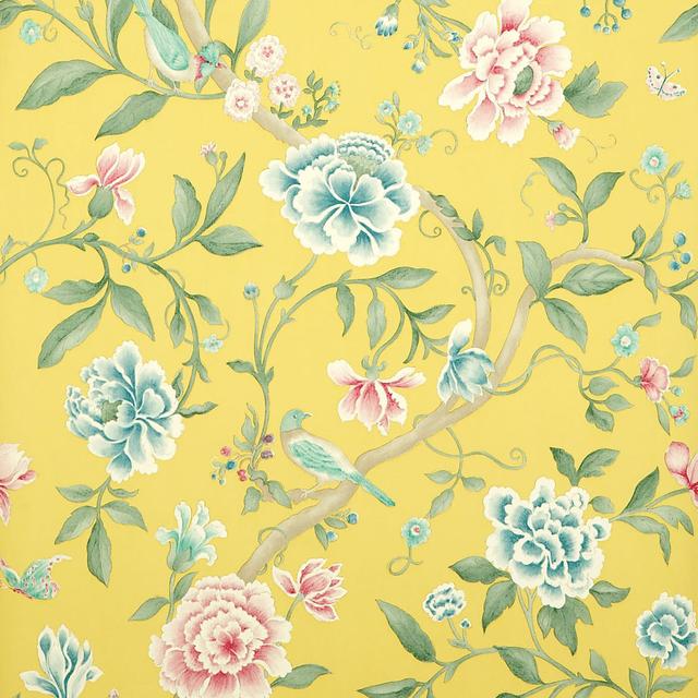 Porcelain Garden 10.05m x 68.6cm Matte Wallpaper Roll Sanderson Colour: Yellow on Productcaster.