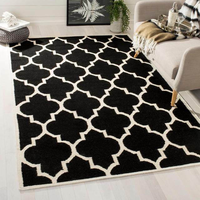 Hiroko Hand-Woven Wool Black/Ivory Area Rug Canora Grey Rug Size: Rectangle 152 x 243cm on Productcaster.