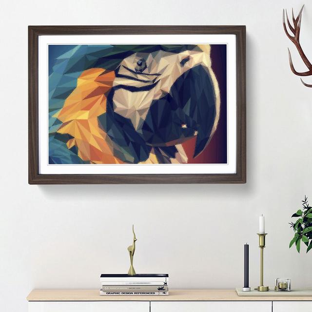 Geometric Macaw Parrot in Abstract - Picture Frame Graphic Art Print East Urban Home Frame Option: Walnut Framed, Size: 62cm H x 87cm W x 2cm D on Productcaster.